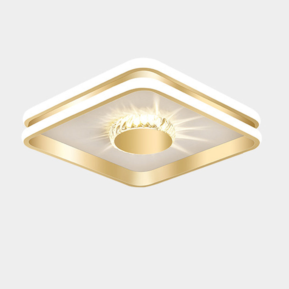 Złota Lampa Sufitowa LED Do Przedpokoju | Kryształowa