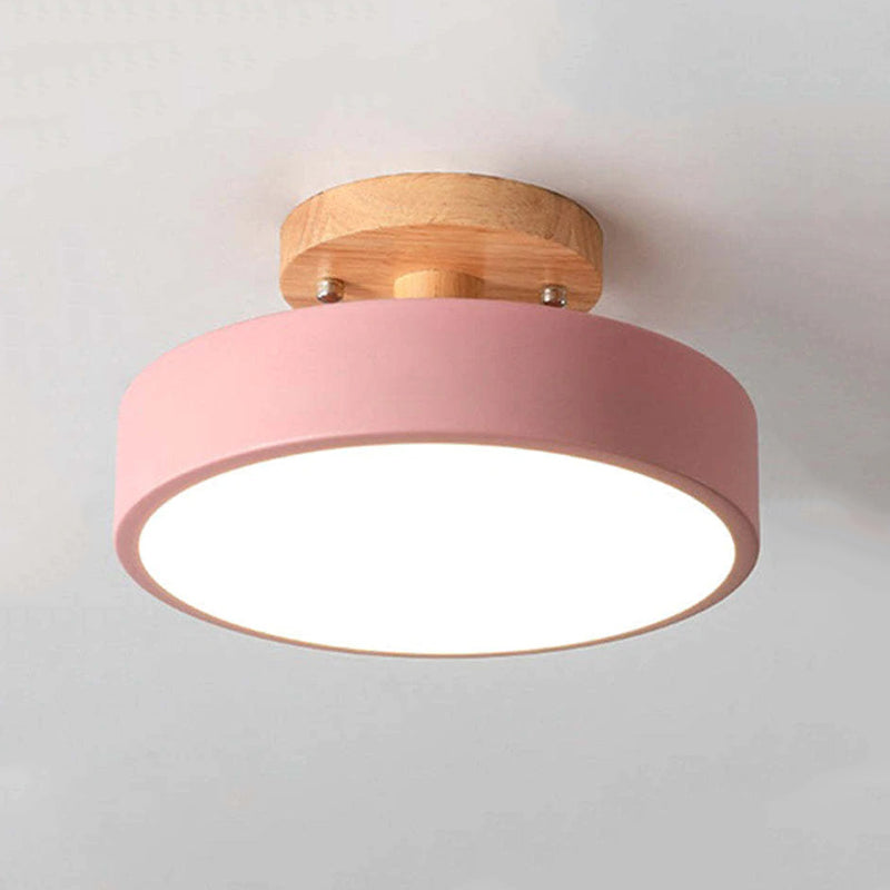 Okrągła Lampa Sufitowa LED | Drewniana