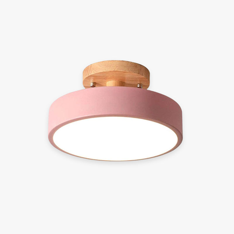 Okrągła Lampa Sufitowa LED | Drewniana