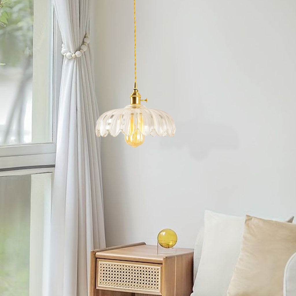 Rustykalna Szklana Lampa Wisząca Tulipan | Styl Wiejski