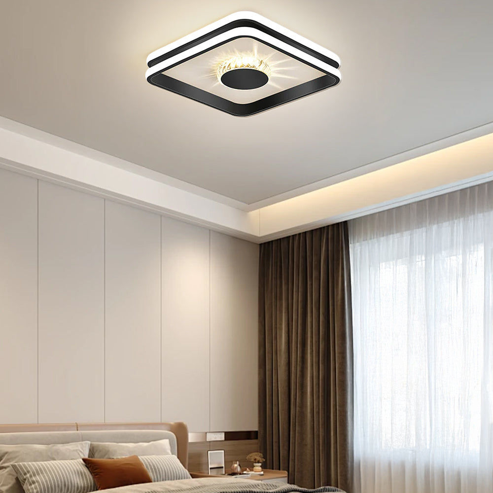 Złota Lampa Sufitowa LED Do Przedpokoju | Kryształowa