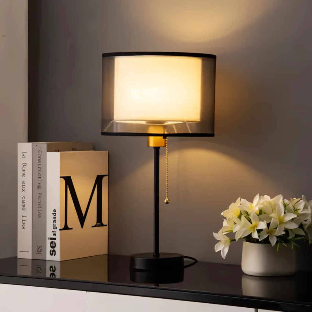 Lampa Stołowa LED | Z Materiałowym Kloszem