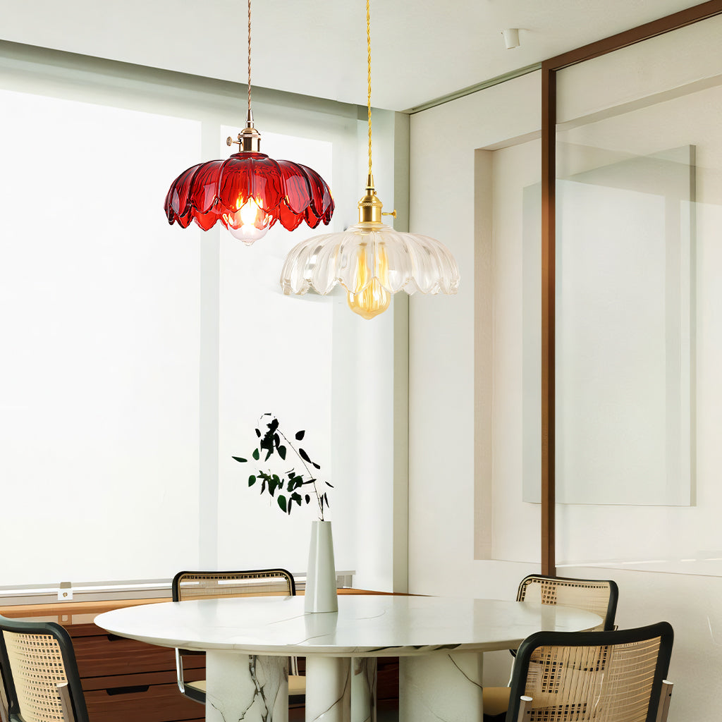 Rustykalna Szklana Lampa Wisząca Tulipan | Styl Wiejski