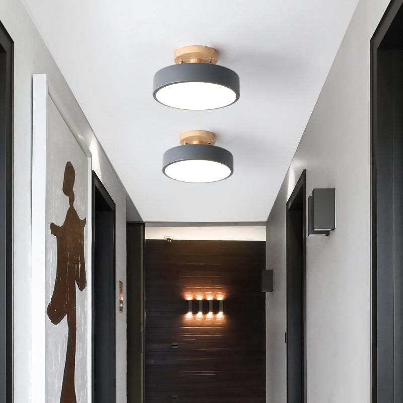 Okrągła Lampa Sufitowa LED | Drewniana