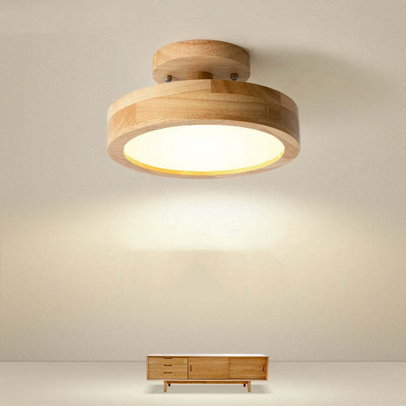 Okrągła Lampa Sufitowa LED | Drewniana