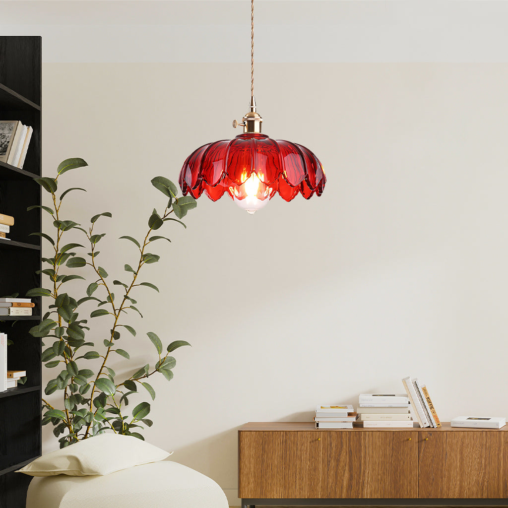 Rustykalna Szklana Lampa Wisząca Tulipan | Styl Wiejski