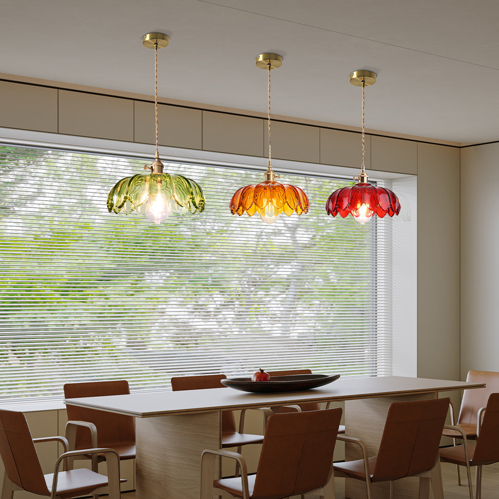 Rustykalna Szklana Lampa Wisząca Tulipan | Styl Wiejski