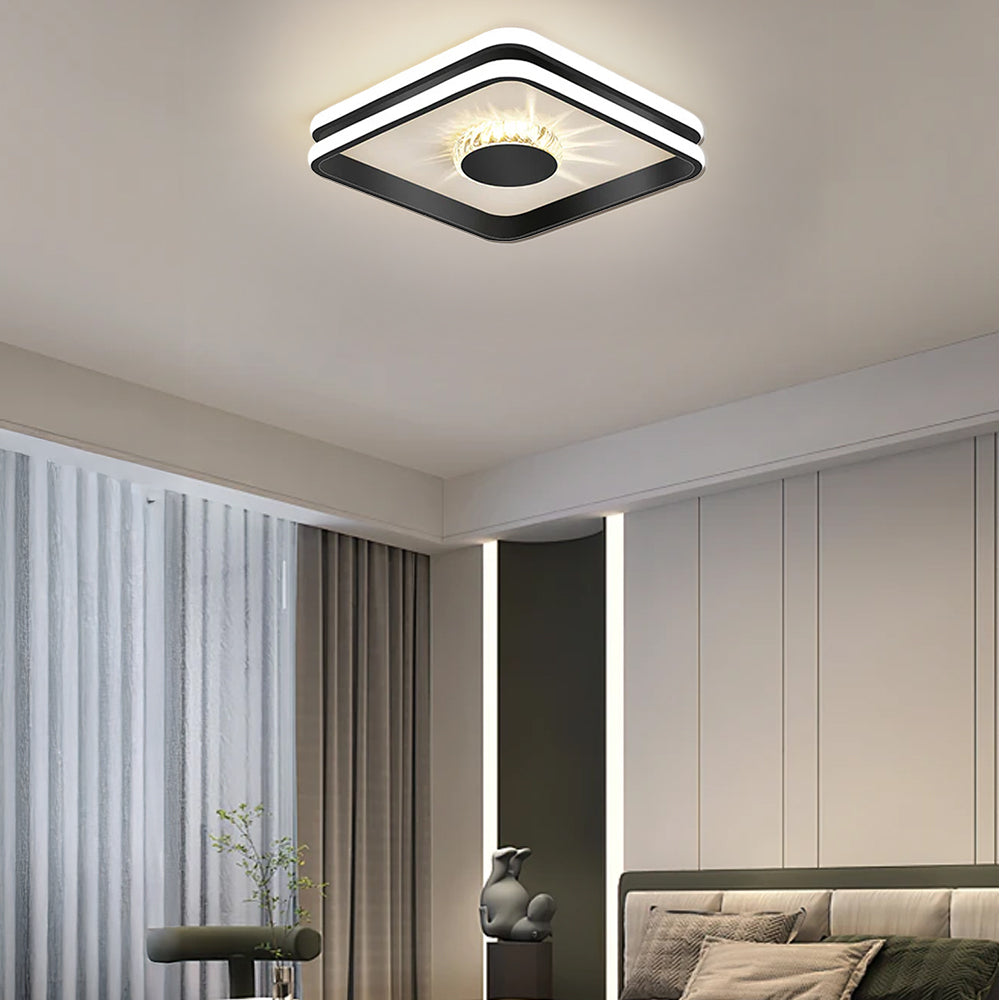 Złota Lampa Sufitowa LED Do Przedpokoju | Kryształowa