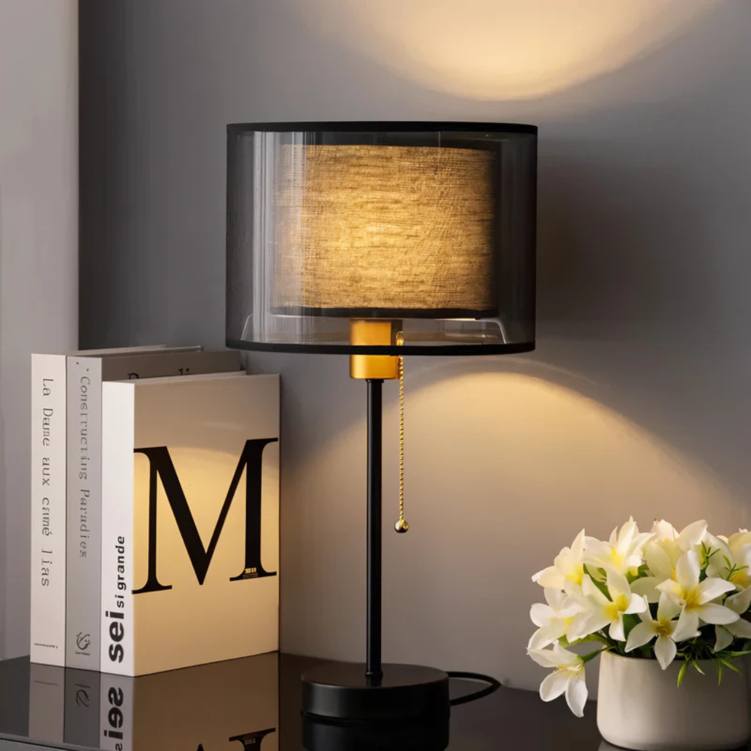 Lampa Stołowa LED | Z Materiałowym Kloszem