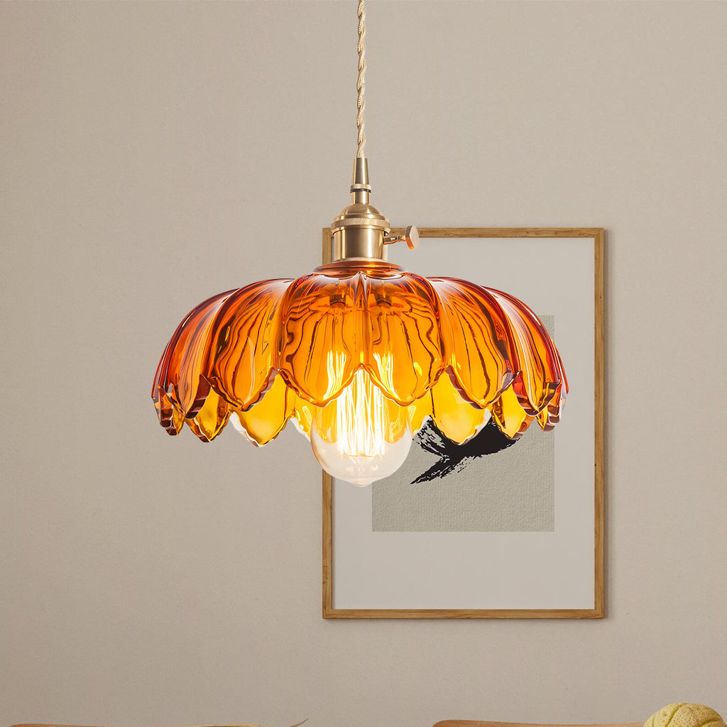 Rustykalna Szklana Lampa Wisząca Tulipan | Styl Wiejski