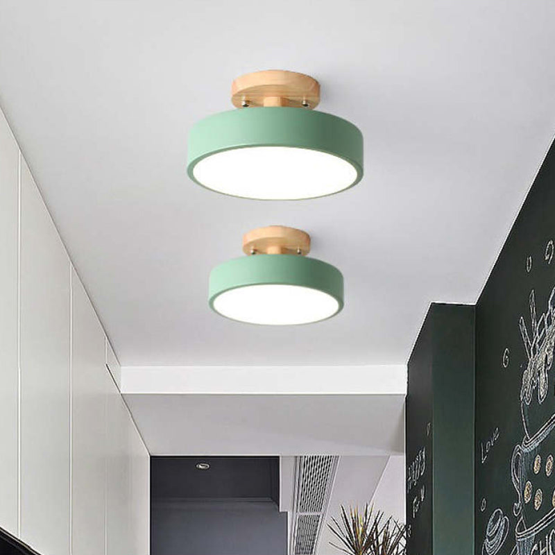 Okrągła Lampa Sufitowa LED | Drewniana