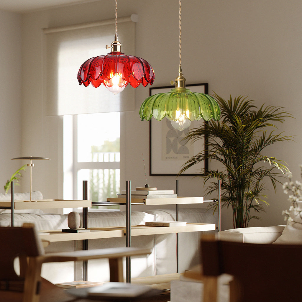 Rustykalna Szklana Lampa Wisząca Tulipan | Styl Wiejski
