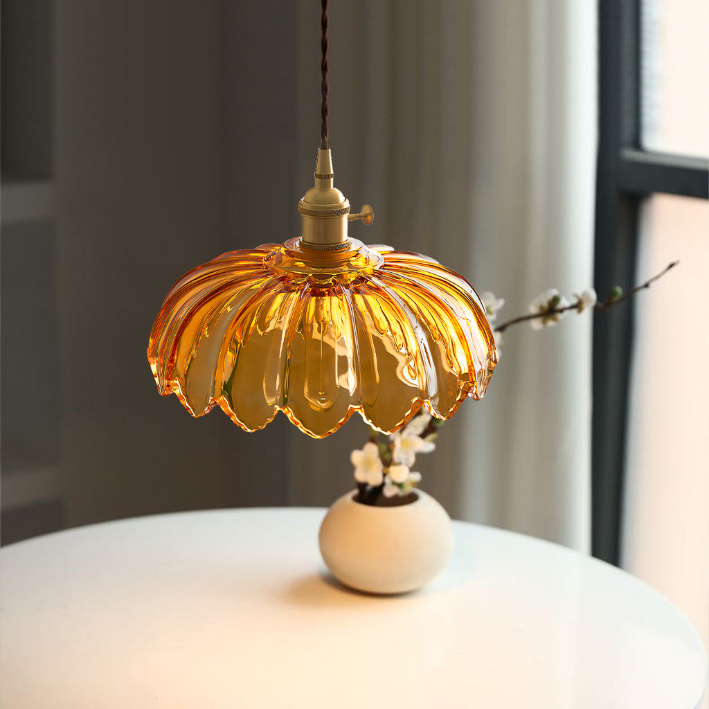 Rustykalna Szklana Lampa Wisząca Tulipan | Styl Wiejski