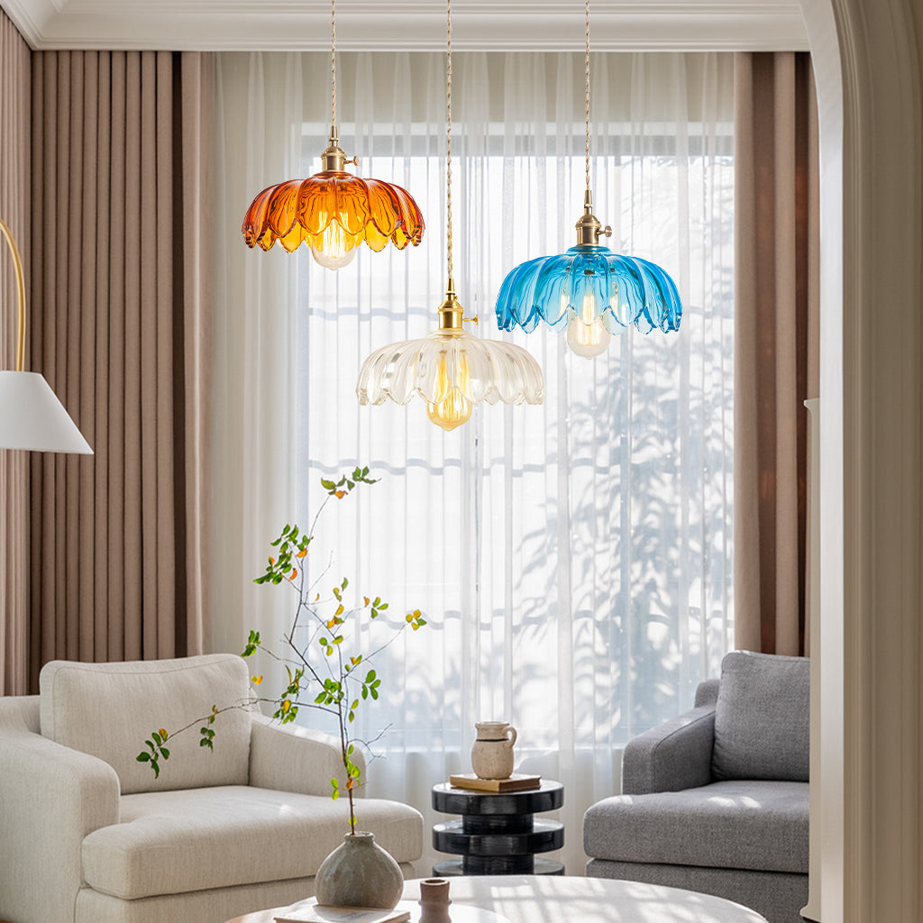 Rustykalna Szklana Lampa Wisząca Tulipan | Styl Wiejski