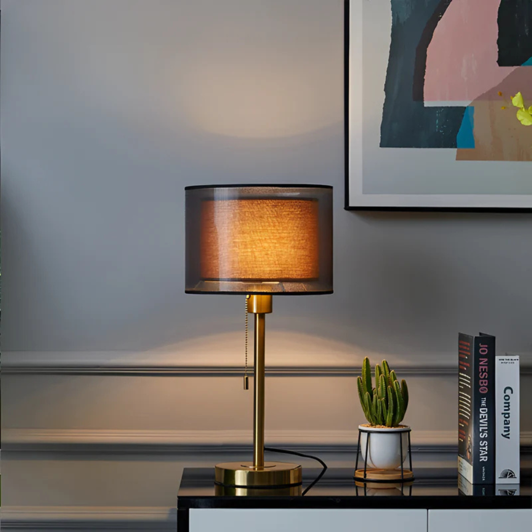 Lampa Stołowa LED | Z Materiałowym Kloszem