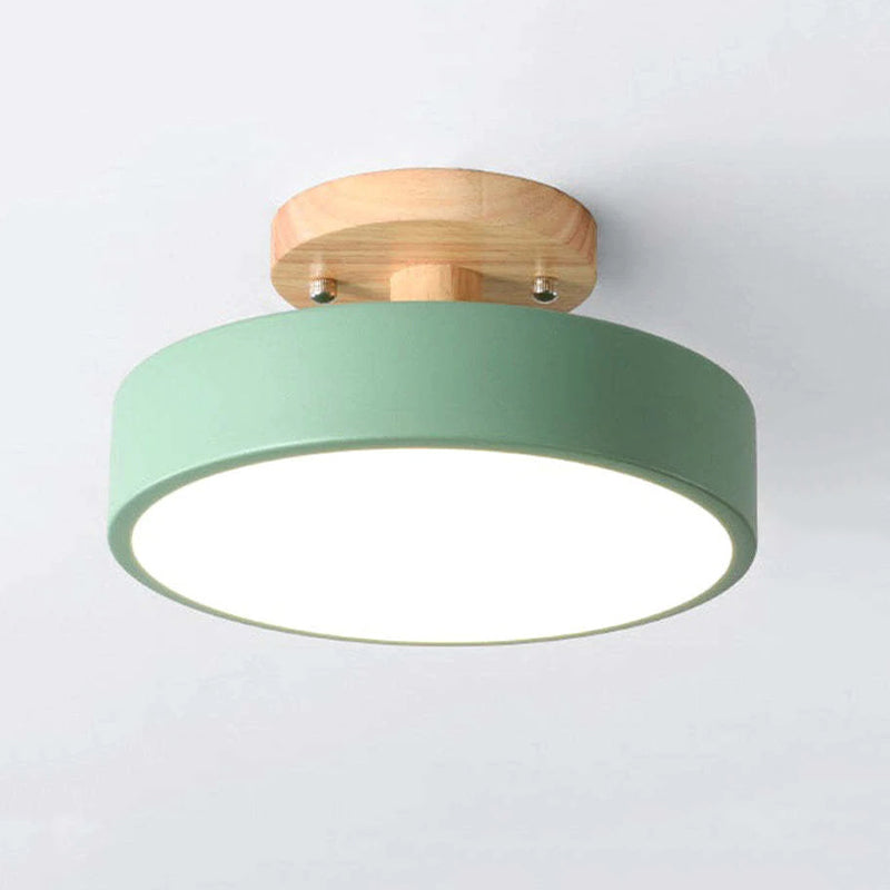 Okrągła Lampa Sufitowa LED | Drewniana