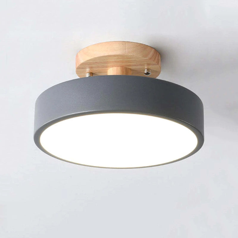 Okrągła Lampa Sufitowa LED | Drewniana