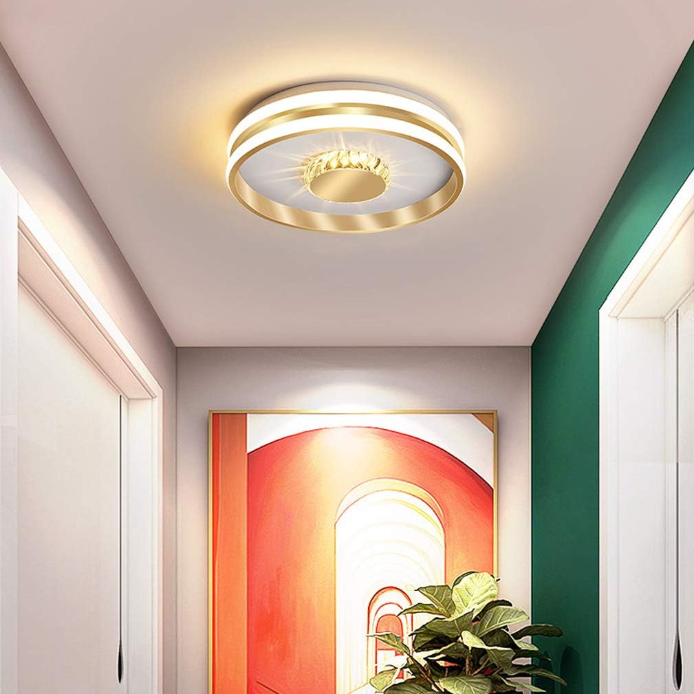Złota Lampa Sufitowa LED Do Przedpokoju | Kryształowa