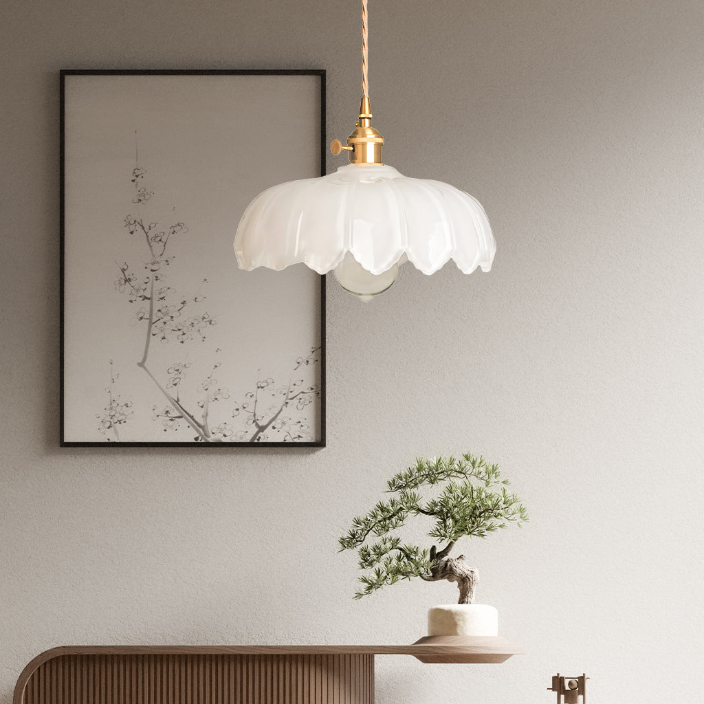 Rustykalna Szklana Lampa Wisząca Tulipan | Styl Wiejski