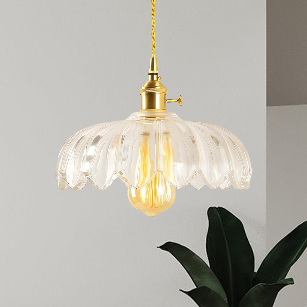 Rustykalna Szklana Lampa Wisząca Tulipan | Styl Wiejski