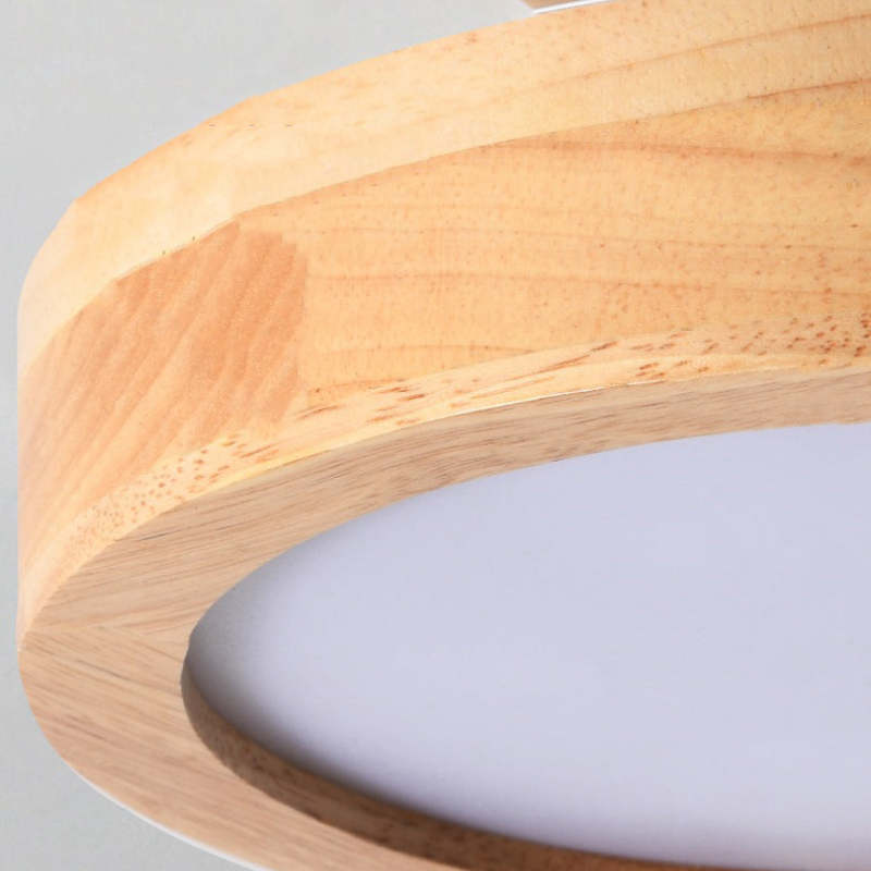 Okrągła Lampa Sufitowa LED | Drewniana