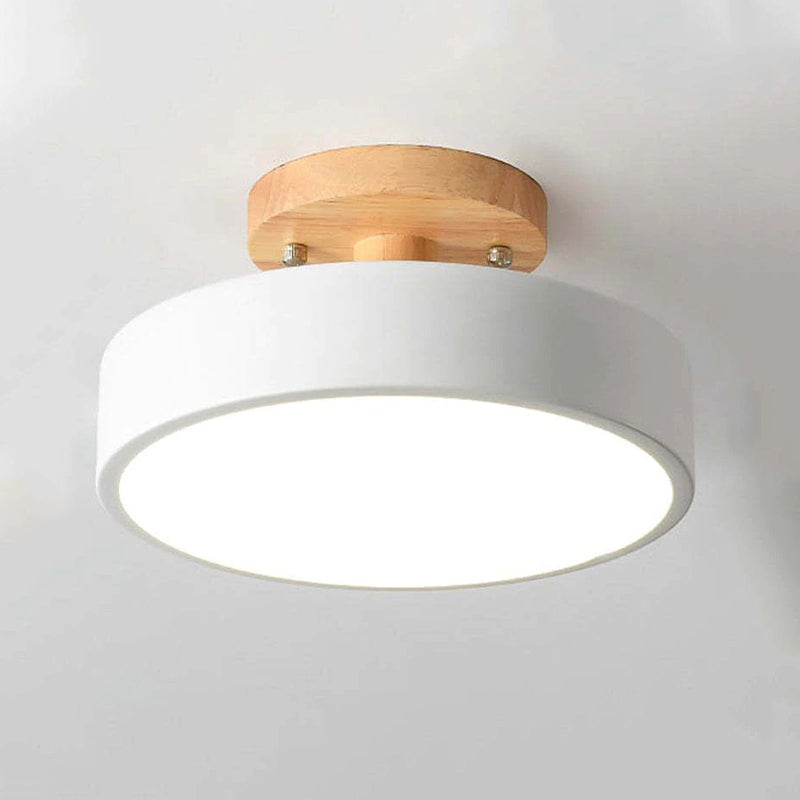 Okrągła Lampa Sufitowa LED | Drewniana