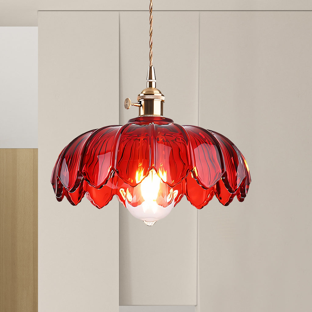 Rustykalna Szklana Lampa Wisząca Tulipan | Styl Wiejski