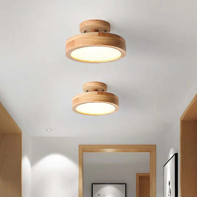 Okrągła Lampa Sufitowa LED | Drewniana