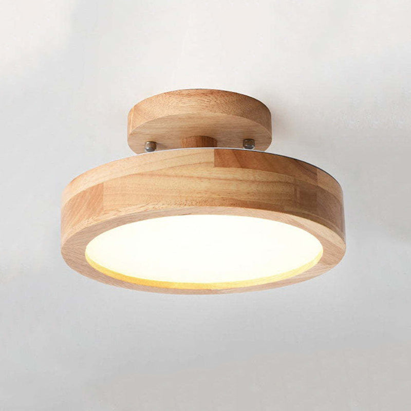 Okrągła Lampa Sufitowa LED | Drewniana