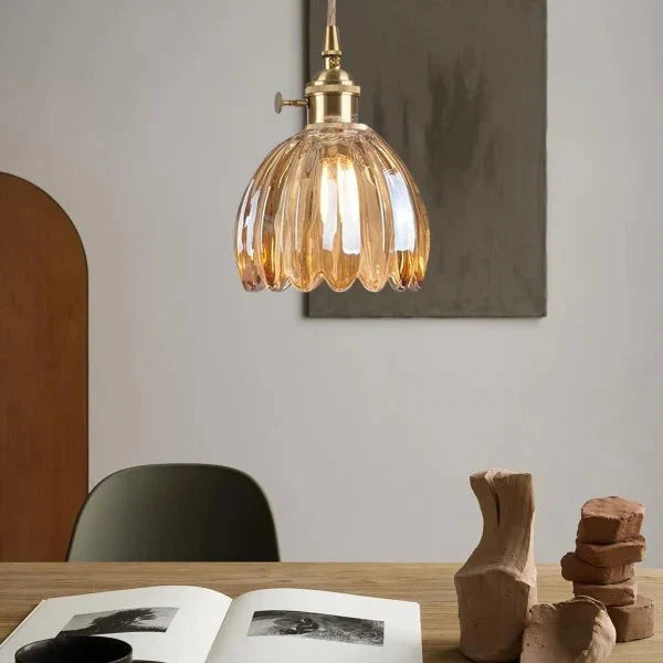 Japońska Lampa Wisząca ze Szklanymi Kwiatami | Do Salonu