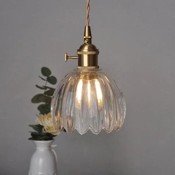 Japońska Lampa Wisząca ze Szklanymi Kwiatami | Do Salonu