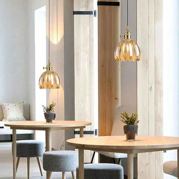 Japońska Lampa Wisząca ze Szklanymi Kwiatami | Do Salonu