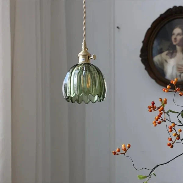Japońska Lampa Wisząca ze Szklanymi Kwiatami | Do Salonu