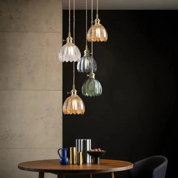Japońska Lampa Wisząca ze Szklanymi Kwiatami | Do Salonu