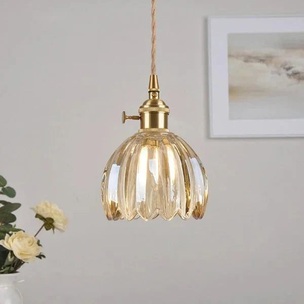 Japońska Lampa Wisząca ze Szklanymi Kwiatami | Do Salonu