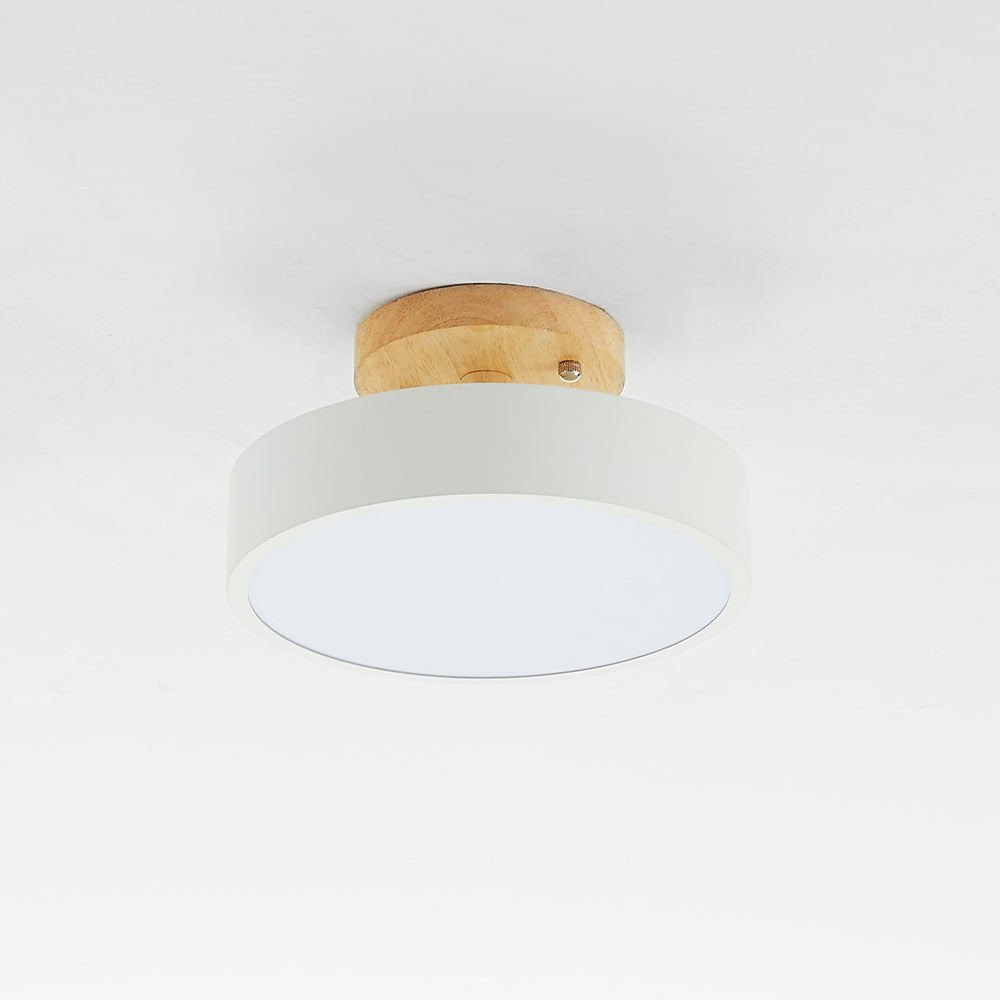 Okrągła Lampa Sufitowa LED | Drewniana