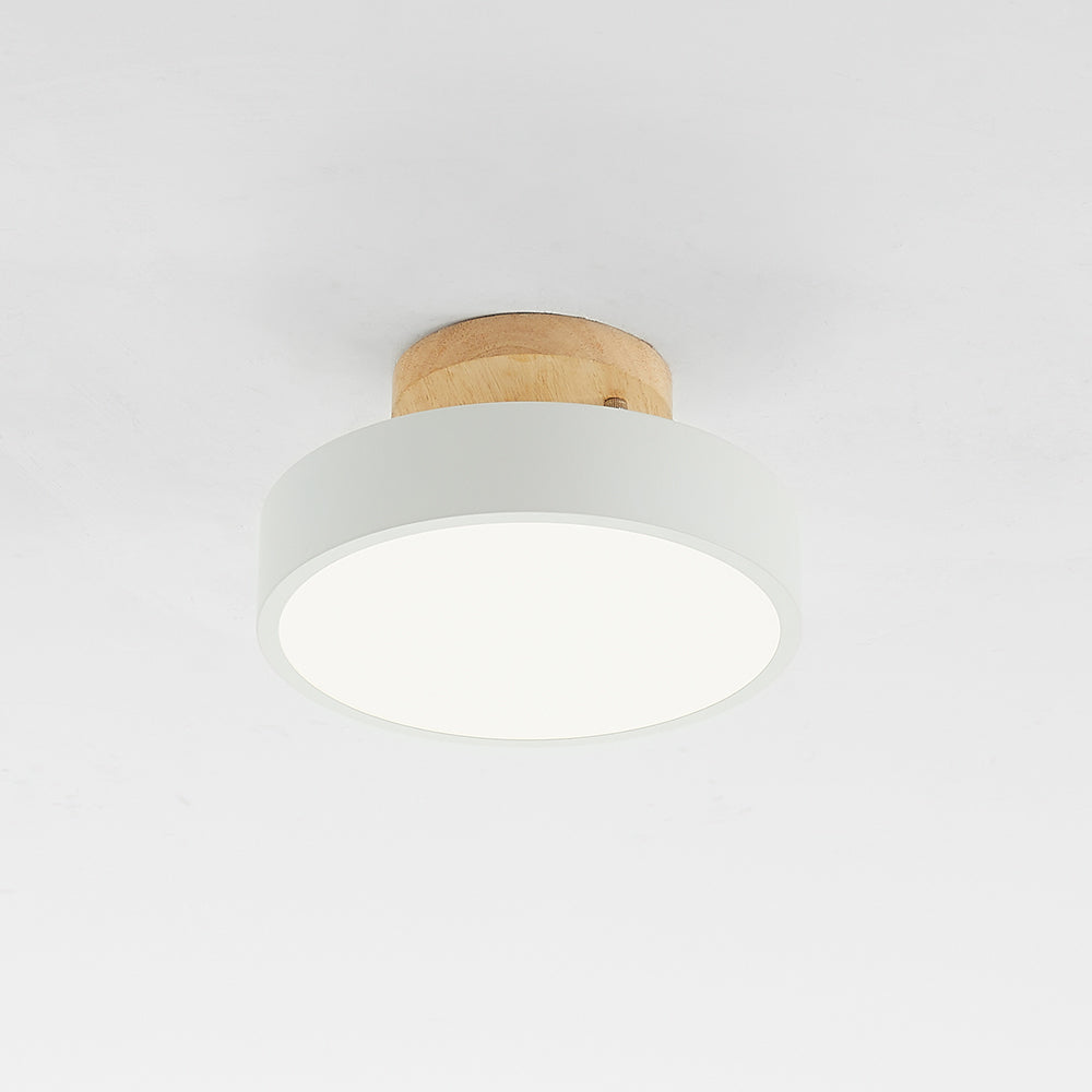 Okrągła Lampa Sufitowa LED | Drewniana