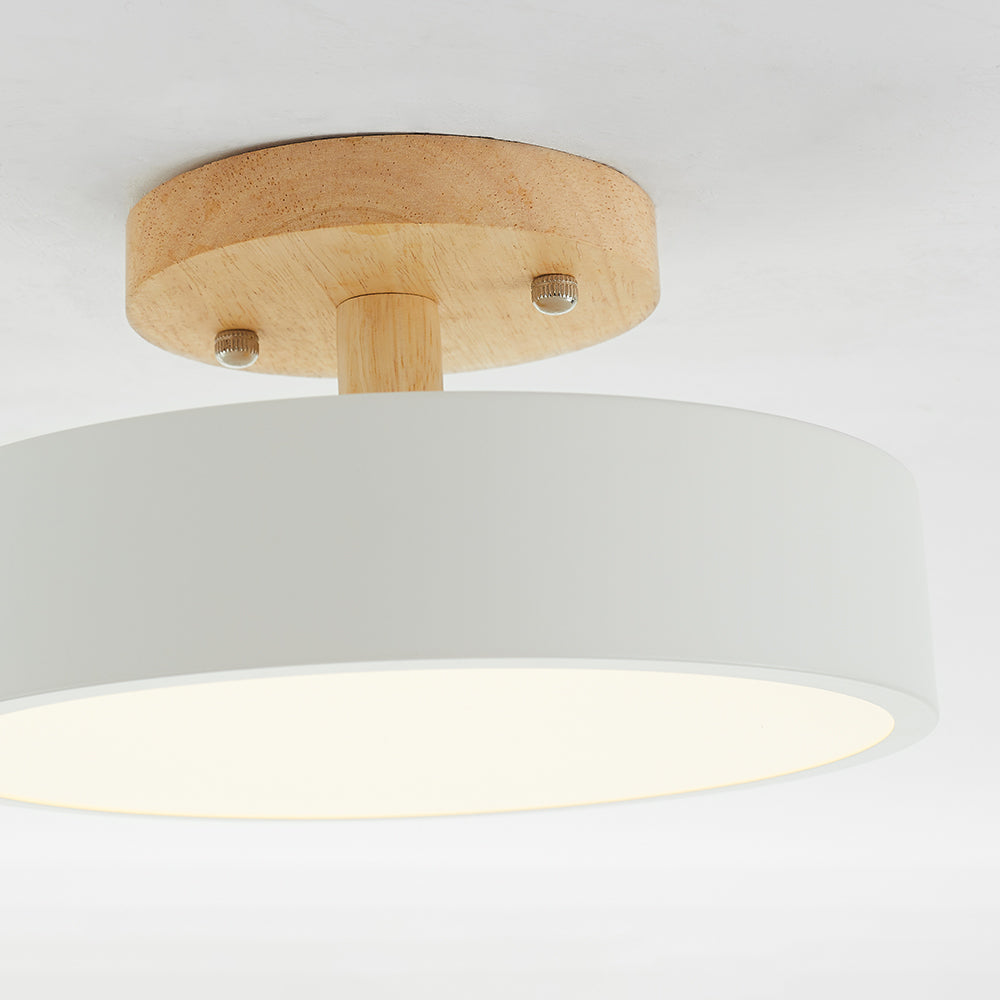 Okrągła Lampa Sufitowa LED | Drewniana