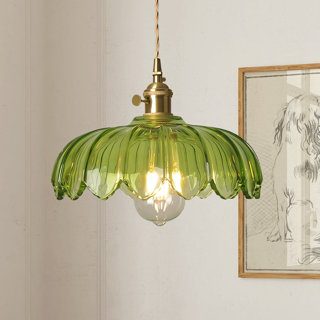 Rustykalna Szklana Lampa Wisząca Tulipan | Styl Wiejski
