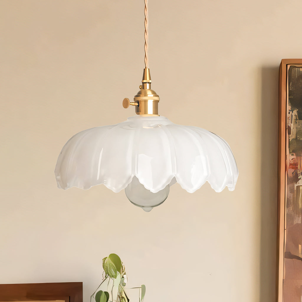 Rustykalna Szklana Lampa Wisząca Tulipan | Styl Wiejski