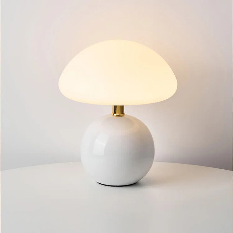 Kremowa Lampka Nocna Grzybek | Nowoczesna