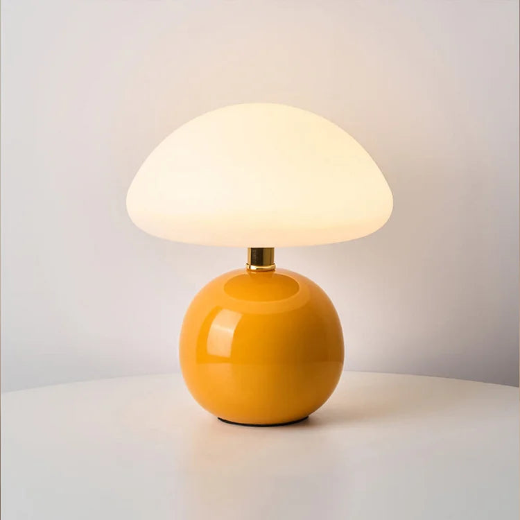 Kremowa Lampka Nocna Grzybek | Nowoczesna