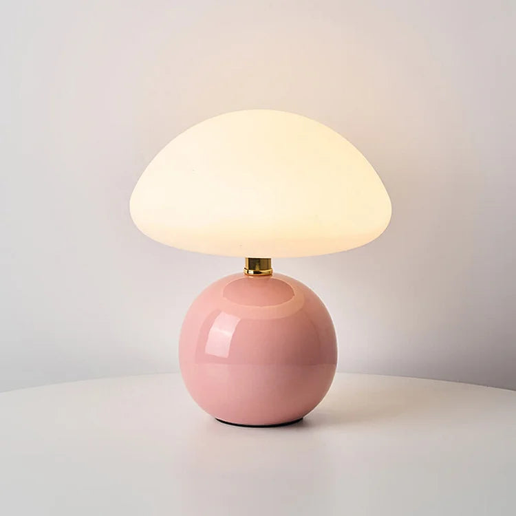 Kremowa Lampka Nocna Grzybek | Nowoczesna