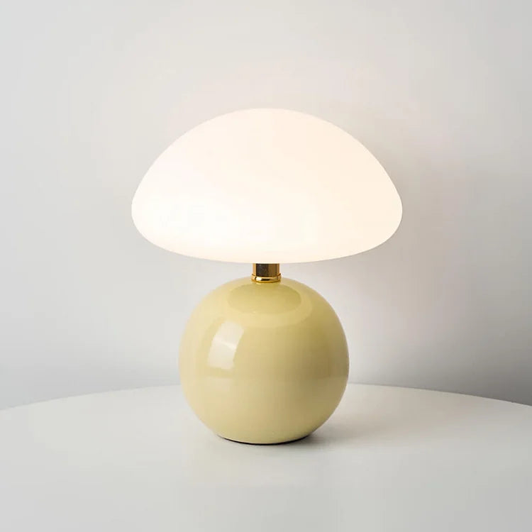Kremowa Lampka Nocna Grzybek | Nowoczesna