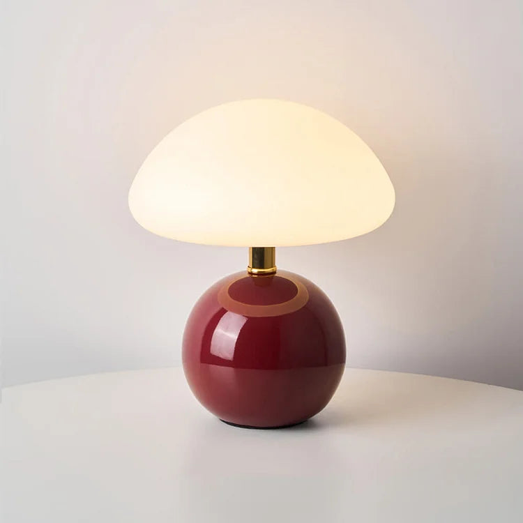 Kremowa Lampka Nocna Grzybek | Nowoczesna
