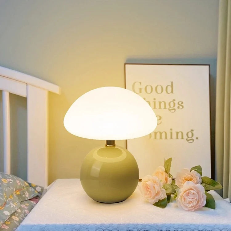 Kremowa Lampka Nocna Grzybek | Nowoczesna