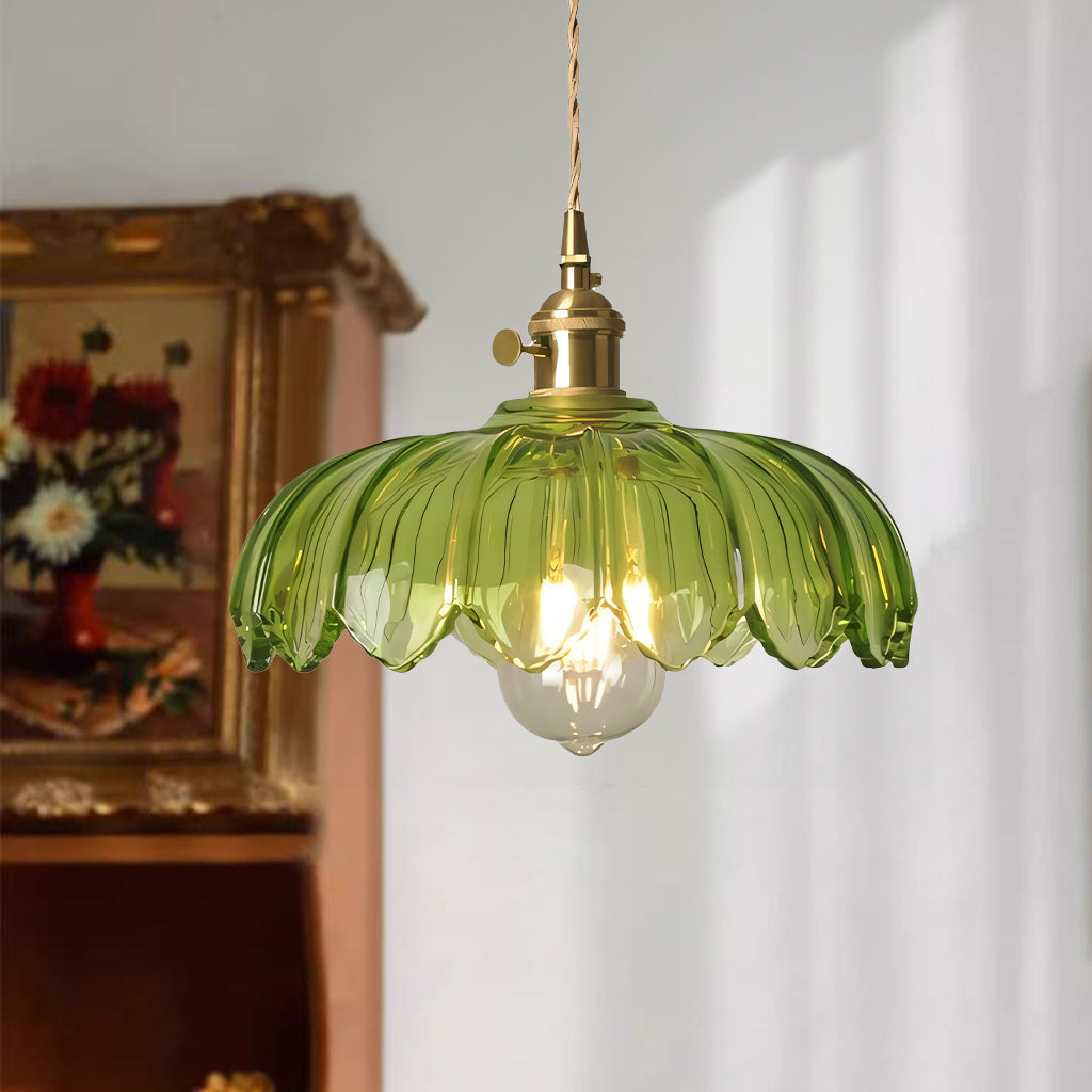 Rustykalna Szklana Lampa Wisząca Tulipan | Styl Wiejski