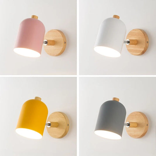 Skandynawska Drewniana Lampa Ścienna | Mała