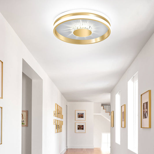 Złota Lampa Sufitowa LED Do Przedpokoju | Kryształowa