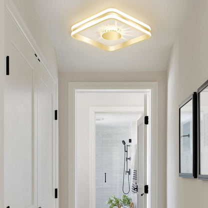 Złota Lampa Sufitowa LED Do Przedpokoju | Kryształowa